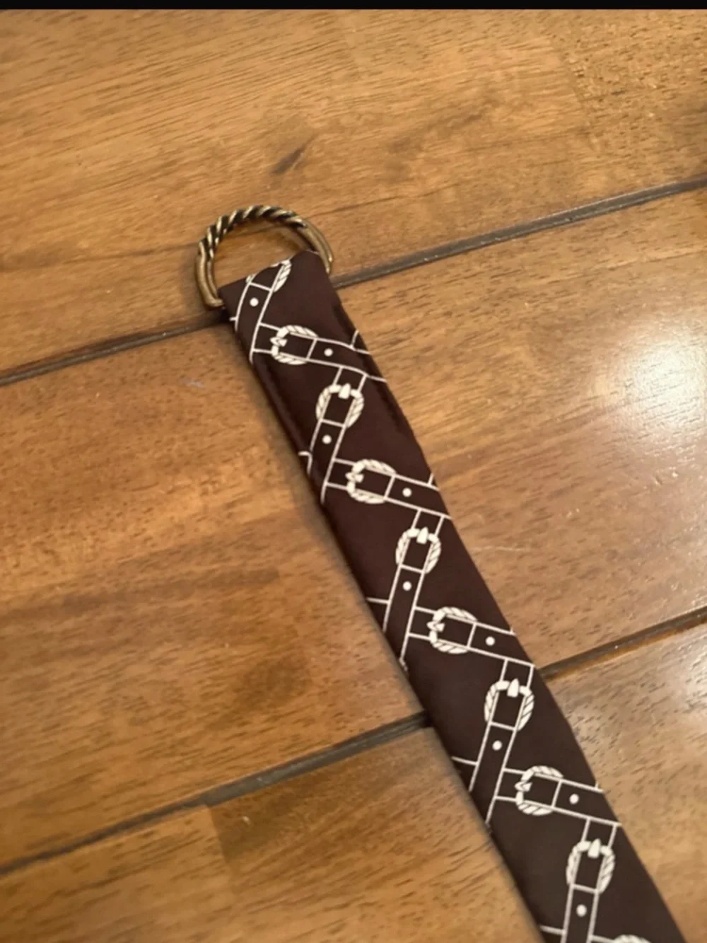 Brown J Crew buckle horse belt. 100 percent silk. 40 inches - Picture 2 of 5